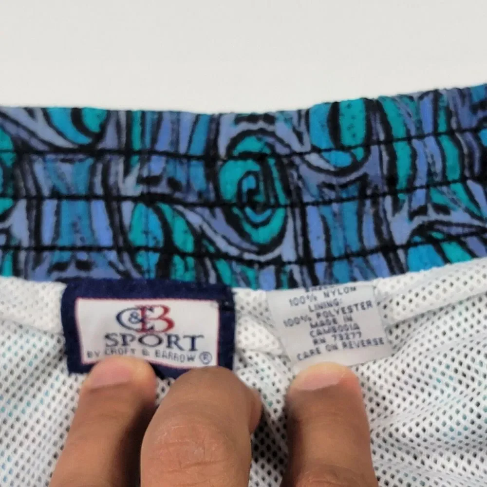 VTG Croft & Barrow Swimming Trunks Nylon Retro‎ Multi Color Size Medium